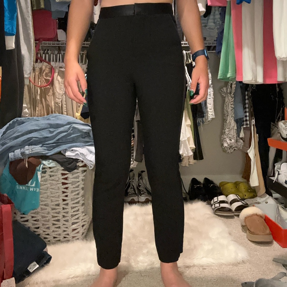 Zara women’s dress pants with metallic stripe